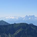 links das Trientgebiet mit seinen Aiguilles. Rechts Dents du Midi. Diese Bergtour werden wir nie vergessen