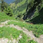 Blick in den sehr steilen und steinigen Couloir