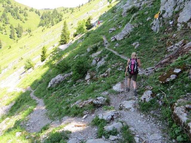 kurz nach dem Couloir, direkt unterhalb des Gipfels, erreichen wir eine Weggabelung