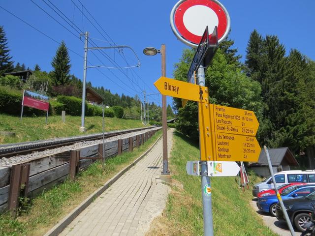 Wegweiser beim Bahnhof von Lally 1236 m.ü.M.