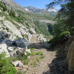 der schöne und einfache Wanderweg findet kurz vor der Alpe di Ruino ein abruptes Ende