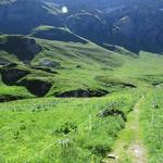 nach der Engstelle öffnet sich der Blick auf die Alp Tomül