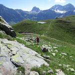 Blick hinunter zum Tomülpass von wo wir aufgestiegen sind