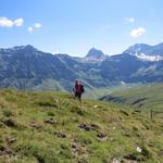 meine Maus. Am Horizont Bruschghorn, Gelbhorn, Pizzas d'Anarosa und Alperschällihorn