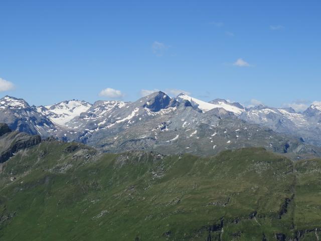 ...geniessen wir einen sehr schönen Ausblick ins Adulamassiv mit Rheinwaldhorn, Güferhorn und zahlreiche Gletscher