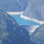 der Zervreilastausee herangezoomt