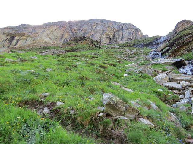 Blick hinauf zum steilen Hang den wir uns noch erwandern wollen