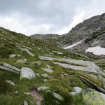 der Bergweg schlängelt sich nun zwischen einer Kuppe zur anderen