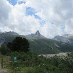 Blick zurück. Links der Güferhorn, Bildmitte der Zervreilahorn, rechts die Lampertsch Alp