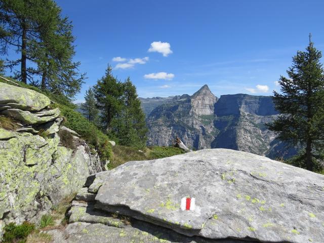 wir umgehen linkshaltend die Bergspitze Punkt 1886 m.ü.M., und blicken zum Pizzi del Rabbioso