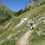 wir biegen rechts ab, lassen den Wald hinter uns, und laufen immer höher den Berg hinauf