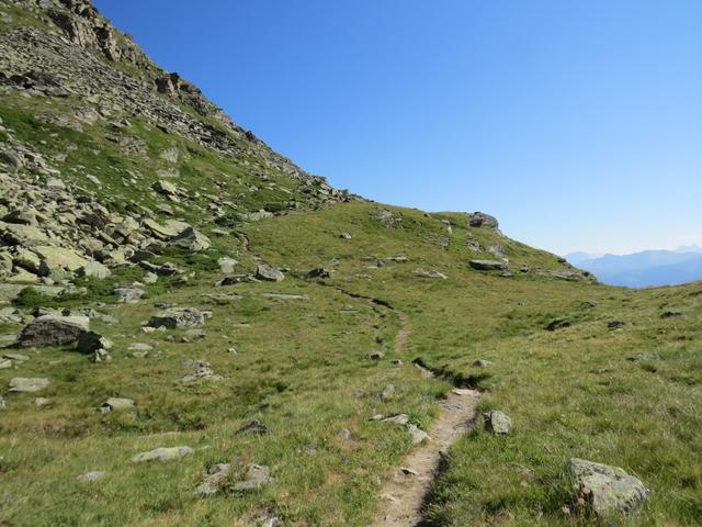 über einen sehr schönen Höhenweg erreichen wir die Alpen von Obri Läger