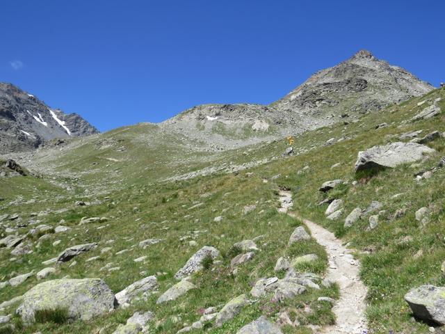 der Wanderweg führt uns schliesslich gegen Westen flach ins Inners Tälli hinein