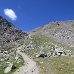 nach dieser Flachpassage folgt der Anstieg hinauf zum Augstbordpass