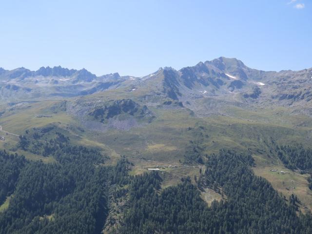 Blick auf die andere Talseite des Turtmanntals zum Meidpass. Morgen geht es dort hinauf