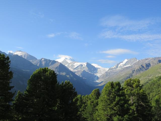 Blick ins Talende zu Les Diablons, Turtmanngletscher, Bishorn, Weisshorn und Barrhorn