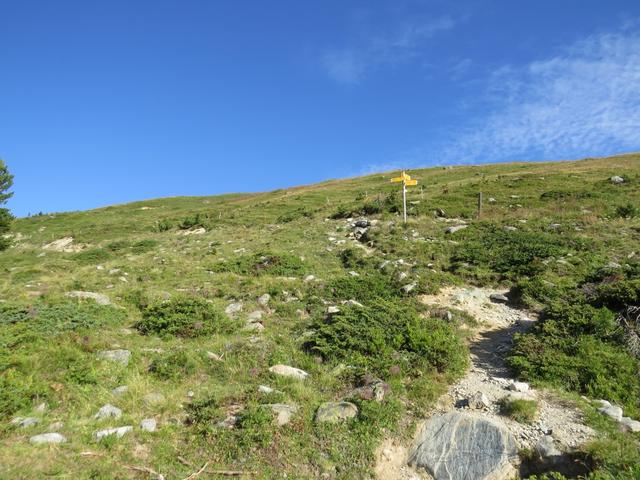 ...und kurz danach die Weggabelung 2273 m.ü.M.