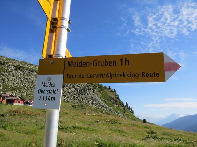 Wegweiser auf Meiden Oberstafel 2334 m.ü.M.