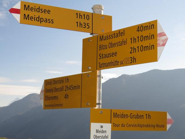 Wegweiser auf Meiden Oberstafel 2334 m.ü.M.