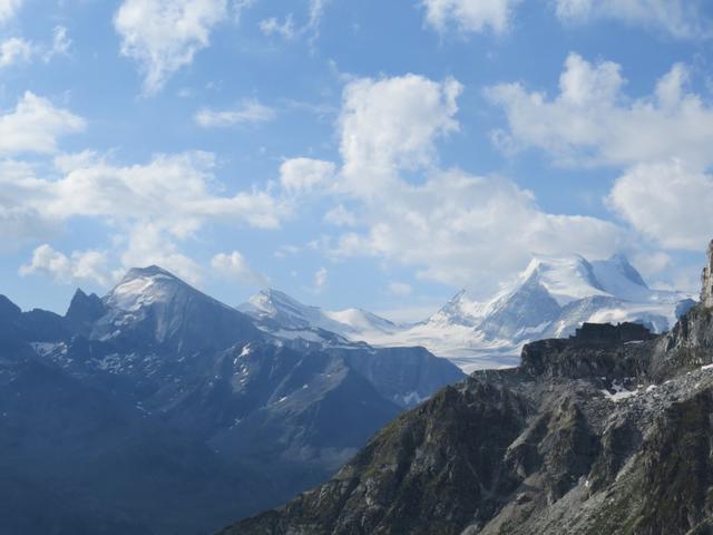 was für ein Anblick! Barrhorn, Schöllihorn, Brunegghorn, Weisshorn und Bishorn mit Turtmann- und Brunegg Gletscher