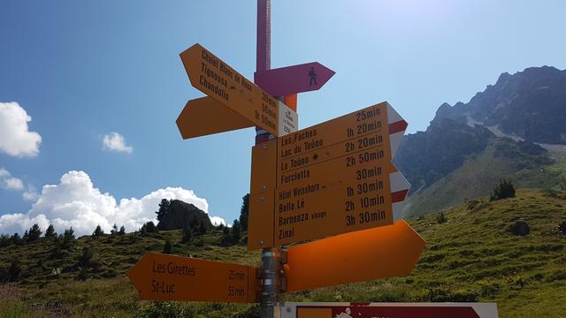 Wegweiser bei Le Chiesso