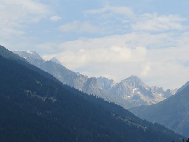 Blick zu den Bergen im Goms wie Wannenhorn und Wasenhorn