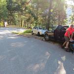 mit dem Auto geht es von Visp hinauf nach Ausserberg und danach weiter bis zum Parkplatz bei Choruderi 1259 m.ü.M.