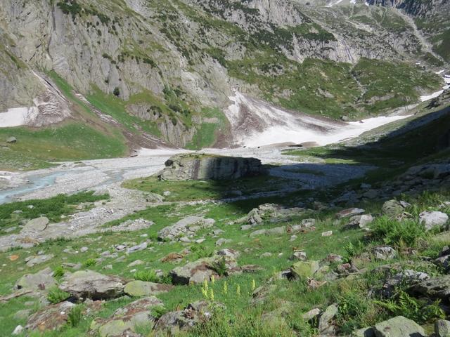 wir erreichen die kleine Ebene bei Chiemattu, mit dem grossen Felsen Punkt 1631 m.ü.M.