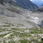 gut ersichtlich der Bergweg den wir zurückgelegt haben