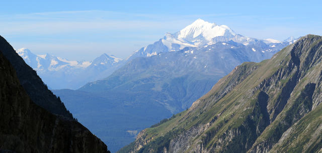 was für ein Anblick! Breithorn, Mettelhorn den wir bestiegen haben, und Weisshorn