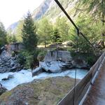 über die grosse Hängebrücke bei Inner Senntum 1476 m.ü.M. überqueren wir wieder den Baltschiederbach