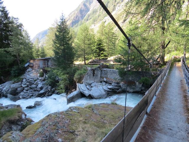 über die grosse Hängebrücke bei Inner Senntum 1476 m.ü.M. überqueren wir wieder den Baltschiederbach