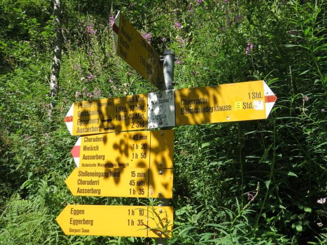 ...mit dem Wegweiser, der aus unerklärlichen Gründen, nicht auf der oberen Weggabelung vorhanden ist