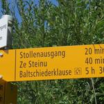 Wegweiser beim Stolleneingang Süd