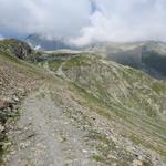 bei der Weggabelung angekommen biegen wir links ab Richtung Cabane des Aiguilles Rouges