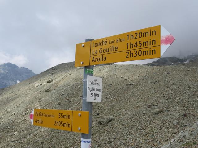 Wegweiser bei der Cabane