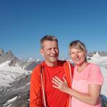 Erinnerungsfoto aufgenommen auf dem Gipfel des Mont de l'Etoile