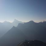 von links nach rechts Weisshorn, Grand Cornier, Dent Blanche, Matterhorn und Dent d'Herèns