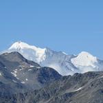 ...die Aussicht aber umso schöner. Hier Weisshorn und Bishorn