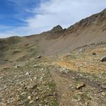 bei der Monte Leone Hütte nehmen wir den oberen Bergweg der zur Mäderlücke traversiert