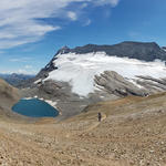 was für ein traumhaftes Panorama! Wasenhorn, Monte Leone Hütte, Chaltwassersee und Gletscher und Monte Leone