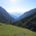 Blick in das einsame Tal des Vallon de Van, von wo wir aufgestiegen sind