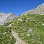 ...wo kurz danach der Wanderweg steiler wird