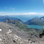 sehr schönes Breitbildfoto mit Blick auf Plan Névé Gletscher und Lac de Salanfe