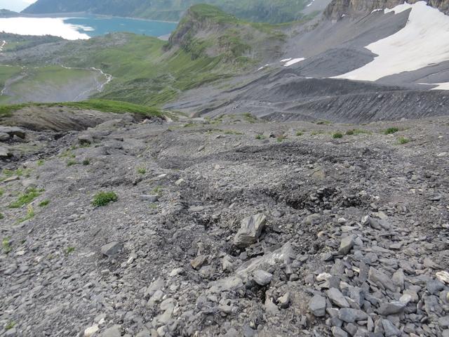 ...eine Wegspur und der unten uns liegende Lac de Salanfe, zeigen uns aber sicher die richtige Richtung an