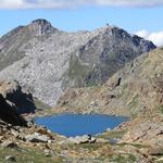 wir blicken hinunter zum Züesee. Der kleine Bruder vom Geisspfadsee