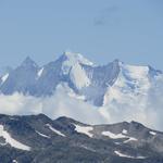 Blick zum Weisshorn, Bishorn und Brunegghorn