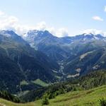 sehr schönes Breitbildfoto mit Blick ins Lengtal, Burstini, Breithorn, Helsenhorn und Hillehorn