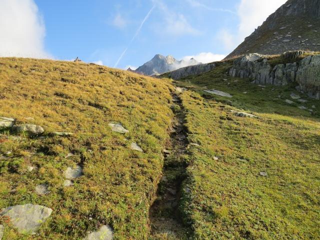 ...und dann weiter in die schrofige Westflanke des Berges