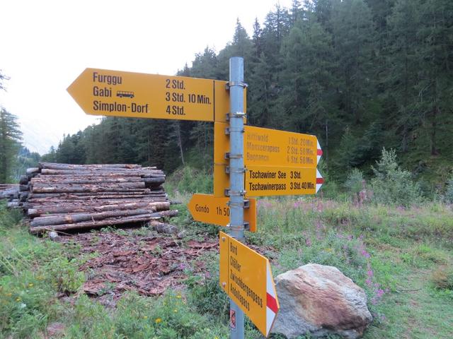 Wegweiser beim Parkplatz unser erstes Ziel lautet Tschawinersee